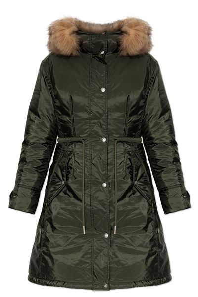 Moncler Moustique Fur-Trim Down Jacket