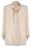 Valentino Bow-Neck Long-Sleeve Top