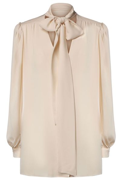 Valentino Bow-Neck Long-Sleeve Top