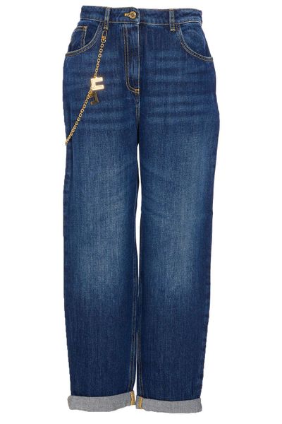 Elisabetta Franchi Logo Pendant Chain Embellished Jeans
