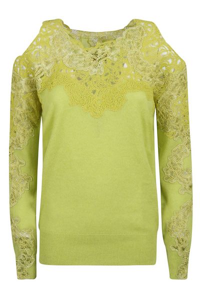 Ermanno Scervino Floral-Laced Off-Shoulder Knitted Top