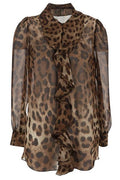 Dolce & Gabbana Leopard Print Long-Sleeved Blouse