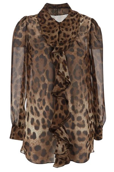Dolce & Gabbana Leopard Print Long-Sleeved Blouse