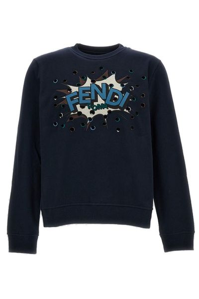 Fendi Boompop Motif Embroidered Crewneck Sweatshirt