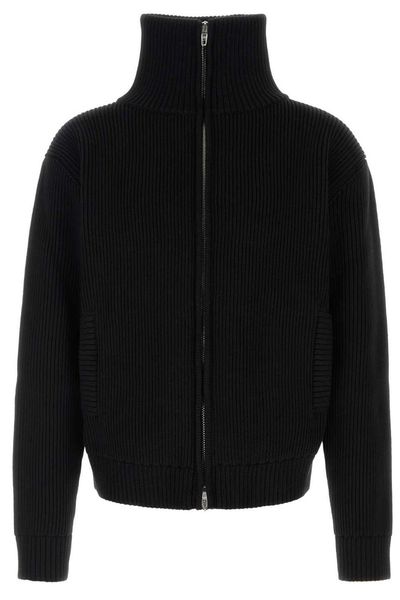 Balenciaga High-Neck Knitted Zipped Cardigan
