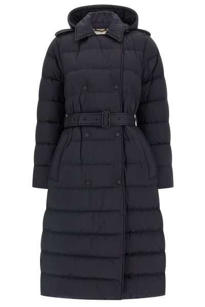 Burberry Belted Waist Hooded Padded Trench Coat