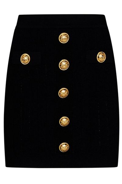 Balmain Button Embellished Knitted Skirt