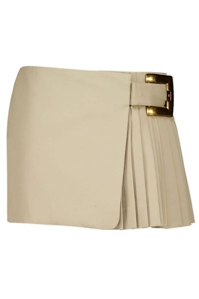 Balmain Belt Detail Short Gabardine Skirt