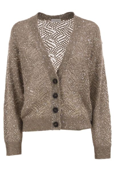 Brunello Cucinelli Dazzling Abstract Leaf Cardigan