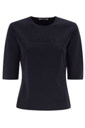 Max Mara Austero Logo Embroidered Short Sleeved Top