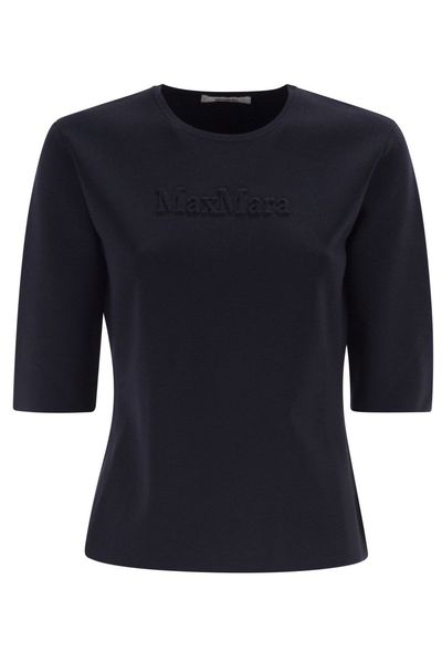 Max Mara Austero Logo Embroidered Short Sleeved Top