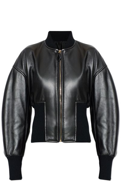Alaïa Zip-Up Ribbed Leather Jacket