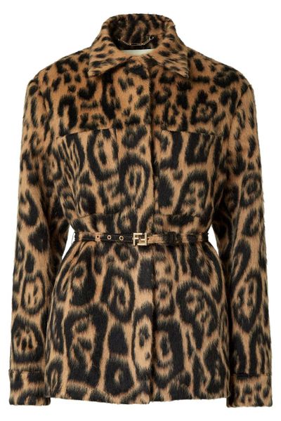 Fendi Leopard Printed Belted Go-To Jacket