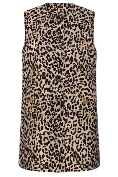 Valentino Leopard Printed Crewneck Gilet