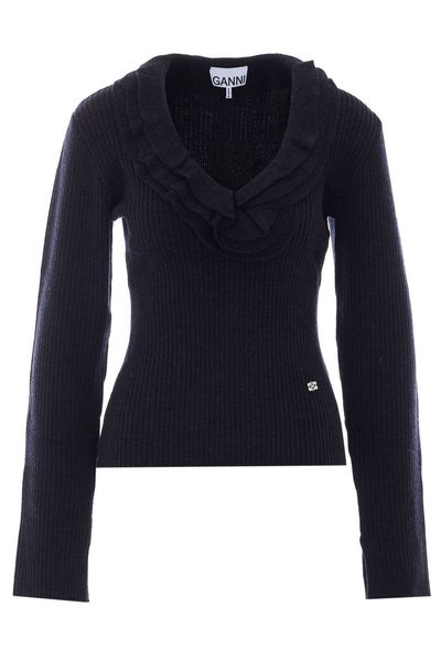 Ganni Egret Ribbed Top