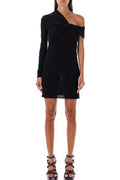 Saint Laurent Ruched One-Sleeved Mini Dress