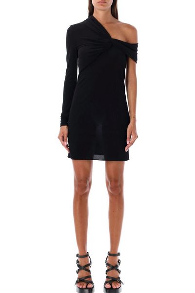 Saint Laurent Ruched One-Sleeved Mini Dress