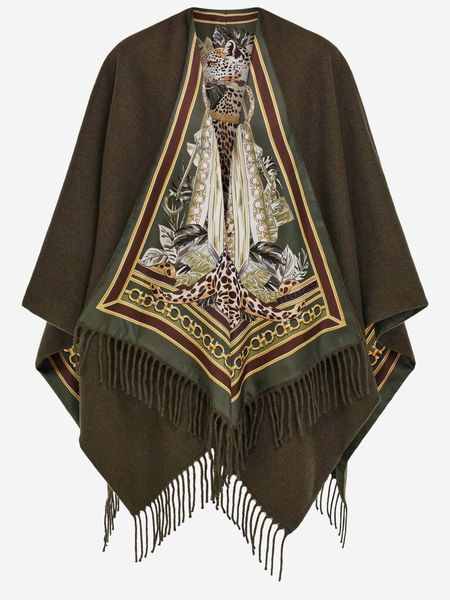Ferragamo Printed Fringe Cape