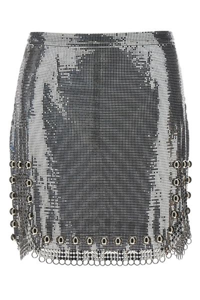 Paco Rabanne Metallic Effect High Waist Skirt