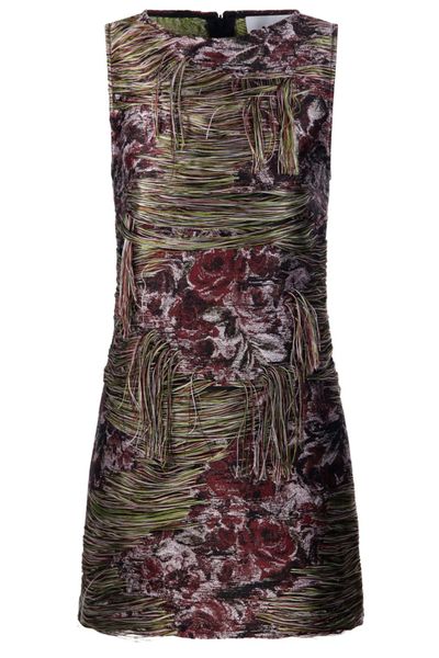 Ganni Tapestry Fringed Mini Dress