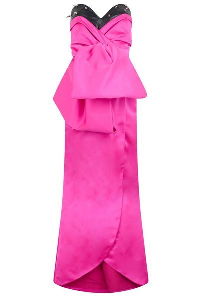 Moschino Studded Bow Strapless Gown