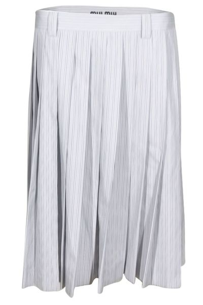 Miu Miu Pleated Striped Poplin Skirt