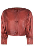 Chloé Collarless Leather Cropped Jacket