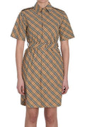 Burberry Checked Belted Short Sleeved Mini Dress