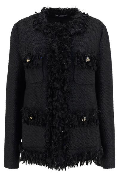 Dolce & Gabbana Frayed Long-Sleeved Jacket