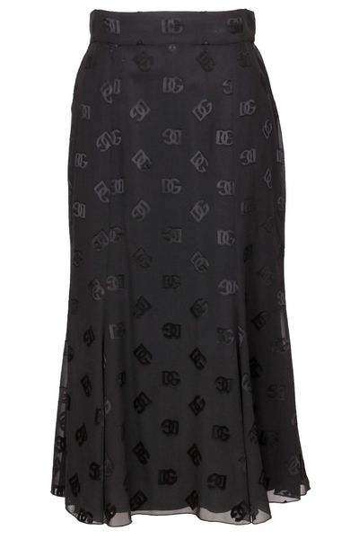 Dolce & Gabbana Logo-Embroidered Midi Skirt