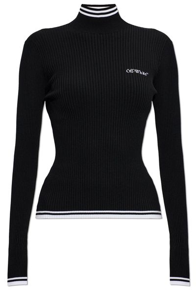 Off-White Turtleneck Ribbed Top