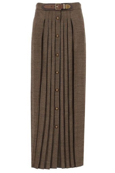 Etro Checked Buttoned Pleated Skirt