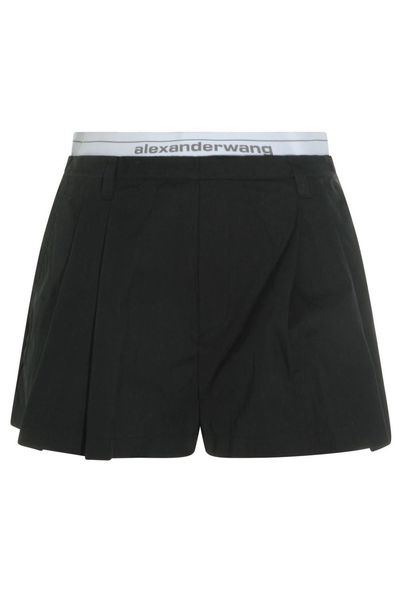 Alexander Wang Logo Waistband Pleated Shorts