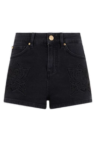 Roberto Cavalli Floral Embroidered Denim Shorts
