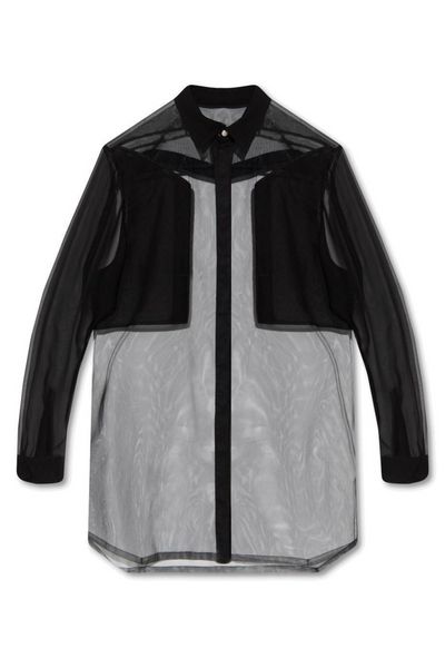 Rick Owens Panelled Semi-Sheer Long-Sleeved Shirt