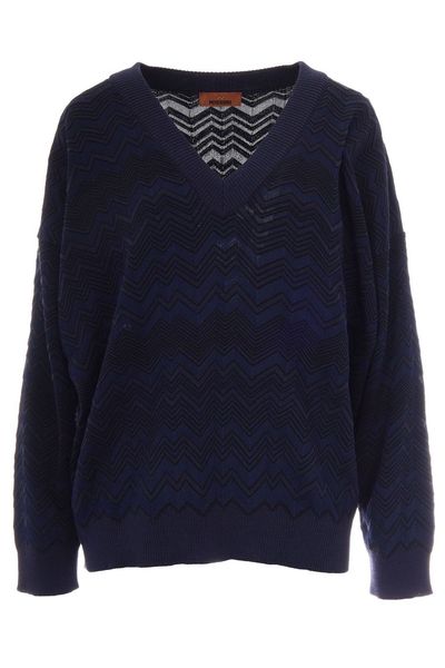 Missoni Zig Zag Patterned V-Neck Jumper