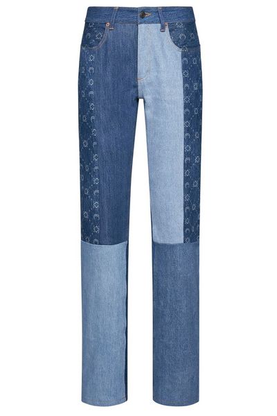 Marine Serre Monogram Straight-Leg Patchwork Jeans