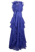 Alberta Ferretti Ruffled Pleated Maxi Dress