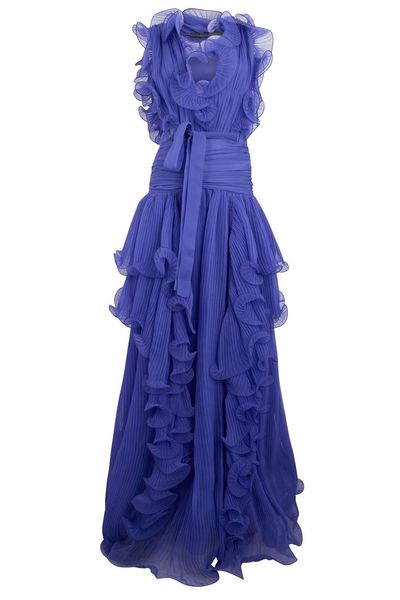 Alberta Ferretti Ruffled Pleated Maxi Dress