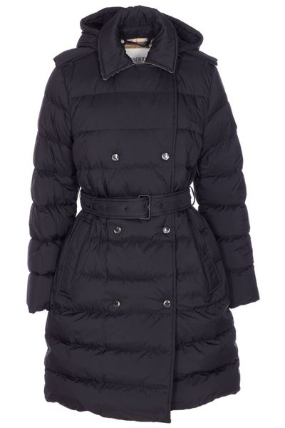 Burberry Double Breasted Belted Hooded Puffer Coat