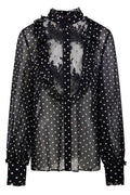 Valentino Polka-Dot Printed Ruffle Detailed Top
