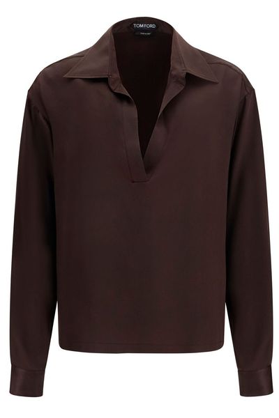 Tom Ford Long Sleeve Deep V-Neck Top