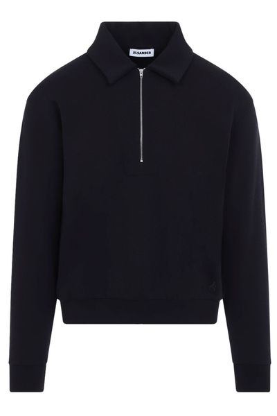 Jil Sander Monogram Embroidered Half-Zipped Sweatshirt