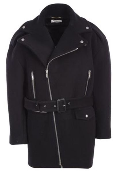 Saint Laurent Zip-Up Belted Coat