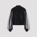 Giorgio Armani Sheer Sleeve Embroidered Top