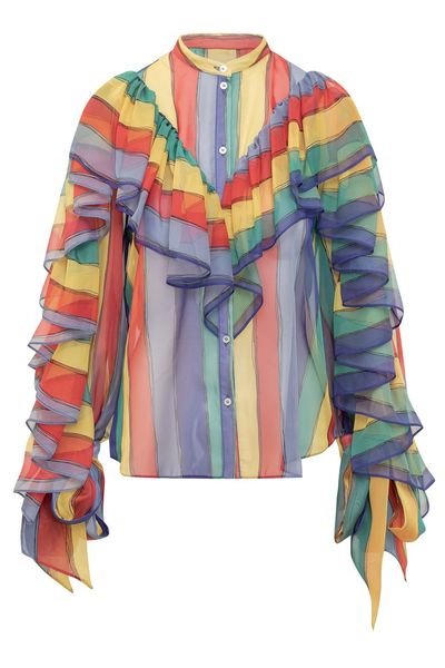 Rochas Ruffled Stripe Blouse