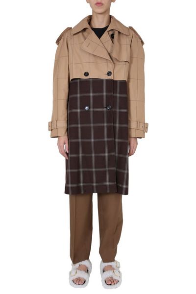 Marni Two-Tone Check Double Breasted Trench Coat