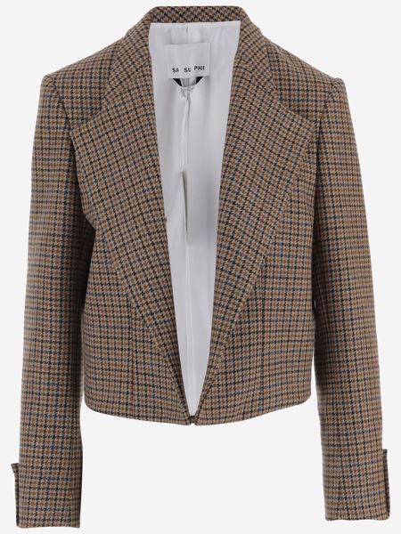 SA SU PHI Checked Cropped Blazer