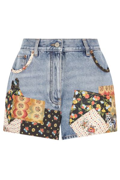 Valentino Patchwork Denim Shorts