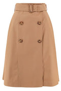 Burberry Belted-Waist Double Breasted Flared Skirt